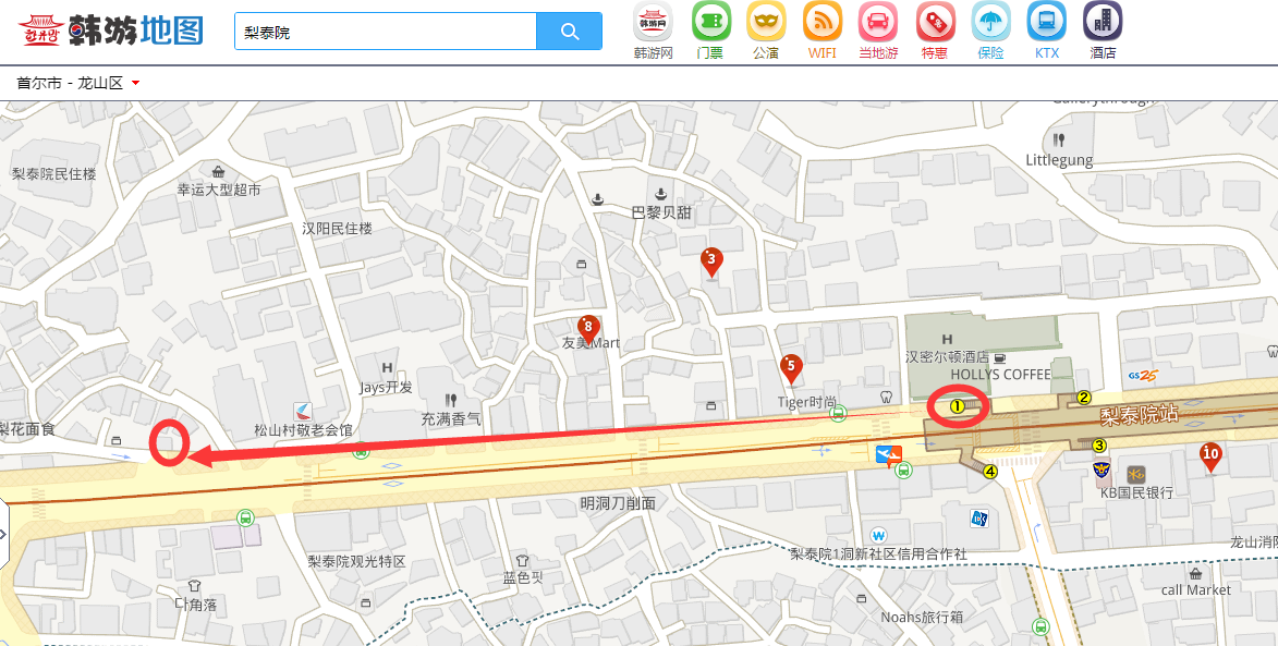 韩游网实景地图显示店面长这样