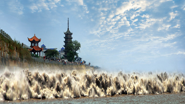 提前三个半小时出发),车赴海宁观潮圣地盐官观潮景区,海宁潮是一个