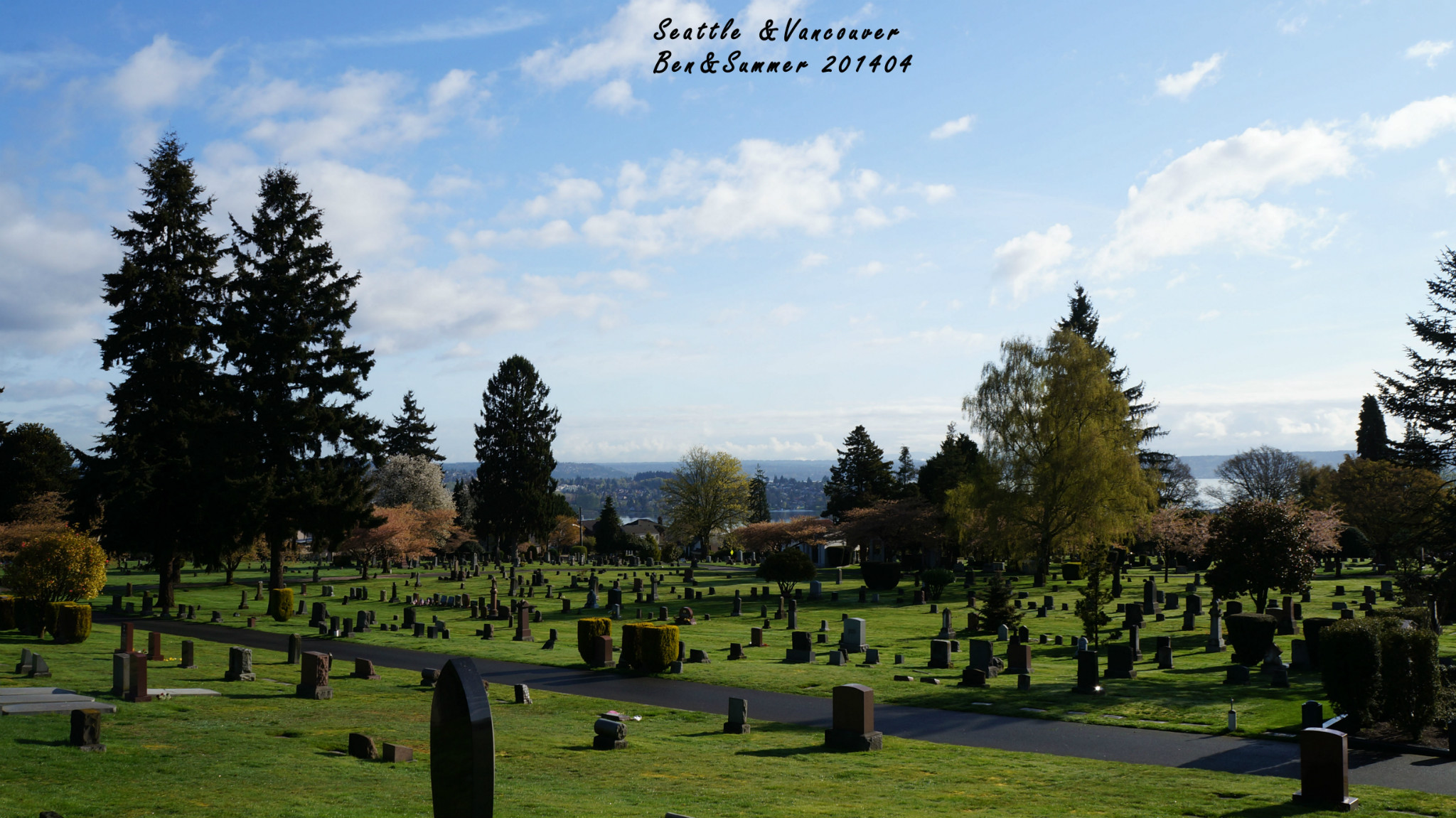 美国西雅图湖景墓地图片