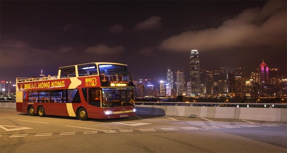 香港bigbus敞篷双层大巴士观光夜游实时出票无需打印